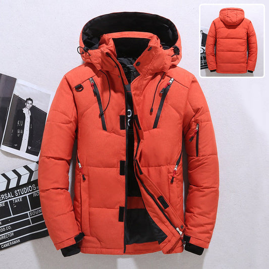 Men's Windproof Hooded Jacket with Pockets for Sports