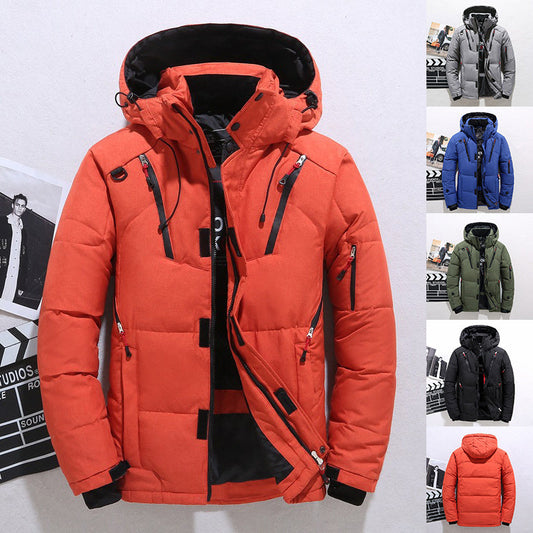 Men's Windproof Hooded Jacket with Pockets for Sports