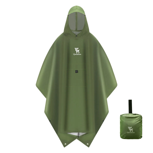 Unisex Waterproof Rain Poncho with Pocket for Hiking