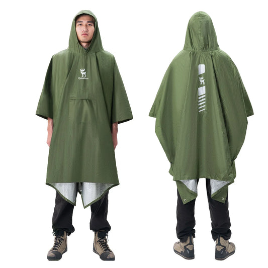 Unisex Waterproof Rain Poncho with Pocket for Hiking